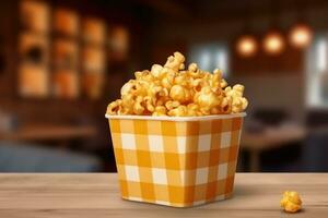 hyper realistic quality of caramel popcorn AI Generated photo