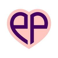 Logo P Heart Monogram 2 Letters Alphabet Font Love Logo Valentine Logotype Embroidery vector