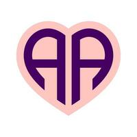 Logo A Heart Monogram 2 Letters Alphabet Font Love Logo Valentine Logotype Embroidery vector