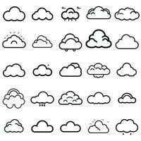 minimalista nube cielo icono conjunto vector