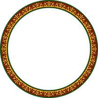 Vector colored round Kazakh national ornament. Ethnic pattern of the peoples of the Great Steppe, Mongols, Kyrgyz, Kalmyks, .Buryats. circle, frame border