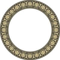 Vector gold and black round classical Greek ornament. European ornament. Border, frame, circle, ring Ancient Greece, Roman Empire
