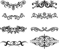 Vector set of monograms, heraldic ornaments. Designer text dividers. Patterns from lines. Letter border