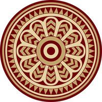 Vector red and black round ancient persian ornament. National Iranian circle of ancient civilization. Baghda