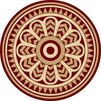 Vector red and black round ancient persian ornament. National Iranian circle of ancient civilization. Baghda