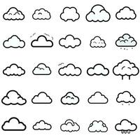 nube icono conjunto minimalista estilo negro blanco vector