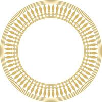 Vector golden round Egyptian border. Circle ornament of ancient Africa. Pattern of lotus flowers and sun