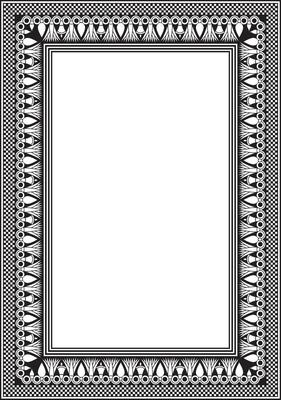 Vector monochrome black square Egyptian ornament. Endless Rectangle, Ring of Ancient Egypt. Geometric African frame