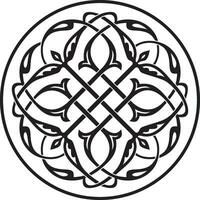 Vector monochrome round Byzantine ornament, knot, rosette. Circle Greek pattern, Drawing of the Eastern Roman Empire. Decoration of the Russian Orthodox Church.
