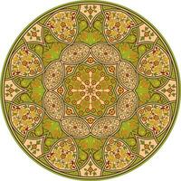 Vector round oriental national ornament, color arabesque. Beautiful circle symbols of muslim arab mosque.