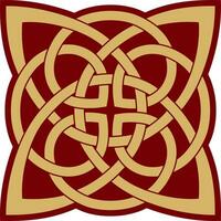 Vector gold and red celtic knot. Ornament of ancient European peoples. The sign and symbol of the Irish, Scots, Britons, Franks.