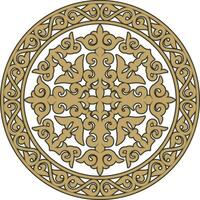 Vector Kazakh folk pattern shanyrak. the upper hole for a dvma on the roof of a Kazakh, Mongolian or Kalmyk yurt. House of nomads. Round national pattern of the peoples of the great steppe. Circle