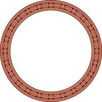 Vector red and gold round Kazakh national ornament. Ethnic pattern of the peoples of the Great Steppe, .Mongols, Kyrgyz, Kalmyks, Buryats. circle, frame border