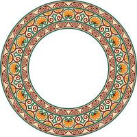 Vector colored round classical ornament of the renaissance era. Circle, ring european border, revival style frame