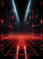 Ai generative Backdrop With Illumination Of Red Spotlights For Flyers realistic image ultra hd high design photo