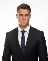 Ai generative Business man in a suit white transparent background photo