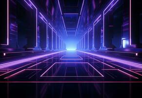 Ai Generative Neon illuminated futuristic backdrop realistic image, ultra hd, high design very detailed photo