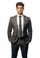 Ai generative Business man in a suit white transparent background photo