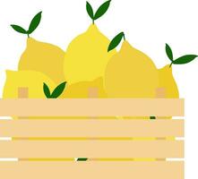 Vector illustration with delivery wooden box with lemons