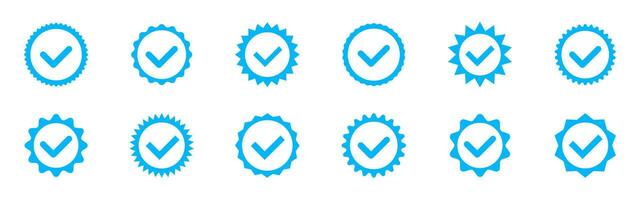 Account verification icon empty inside. Social media verification icons. Verified badge profile set. Blue check mark icon. vector