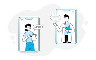 Doctor and patient online mobile health chat vector