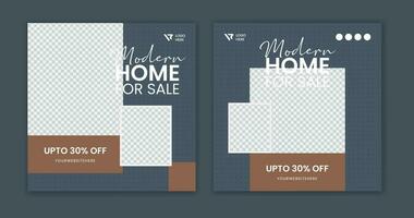 Modern Real estate social media post, residential house template, square home banner design vector