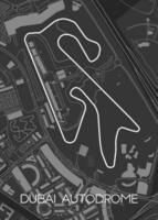 Dubai Autodrome Track Map for Poster Wall Art vector