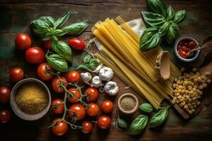 en el cocina italiano comida un hiper realista ai generado foto