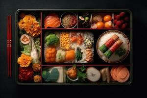 hyper realistic quality of bento box AI Generated photo