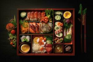 hyper realistic quality of bento box AI Generated photo