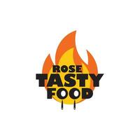 restaurante fuego comida logo diseño icono vector
