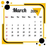 March 2024 Calendar vector