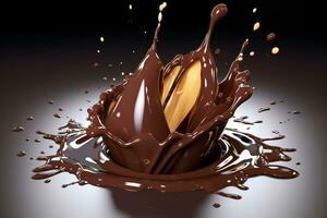 Free Hot chocolate splash liquid cacao or coffee background Generative AI photo