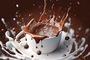 Free Hot chocolate splash liquid cacao or coffee background Generative AI photo