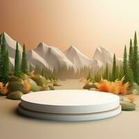 Empty minimalistic podium, stage, stand, pedestal for goods. Generative AI photo