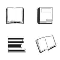 white and black book collection, book icon vector