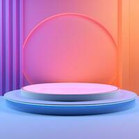 Shiny simple pink pedestal, stage, podium, empty space. Generative AI photo