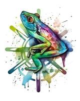 Watercolor frog in nature head sitting generative ai photo