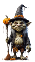 Halloween Hexe und Kürbis transparent ai generativ png