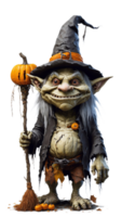 Halloween strega e zucca trasparente ai generativo png