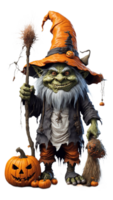 Halloween Hexe und Kürbis transparent ai generativ png