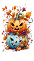 autocollant Halloween citrouille souriant forêt ai génératif png