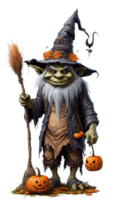 halloween witch and pumpkin transparent AI Generative png