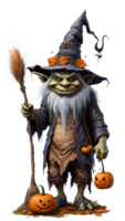 Halloween sorcière et citrouille transparent ai génératif png