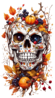 halloween gotisch bloemen schedel illustratie transparant ai generatief png