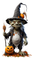 halloween heks en pompoen transparant ai generatief png