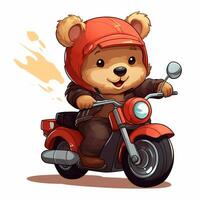 linda pequeño oso montando moto foto