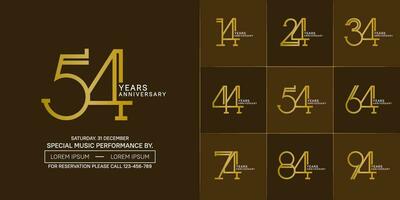 set of anniversary golden and white color with brown color background for special celebration event vector