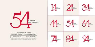 conjunto de aniversario plano rojo y negro color con suave color antecedentes para especial celebracion evento vector