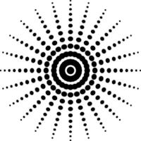 Halftone, sun rays pop art compositions, points reduced circle glow vector